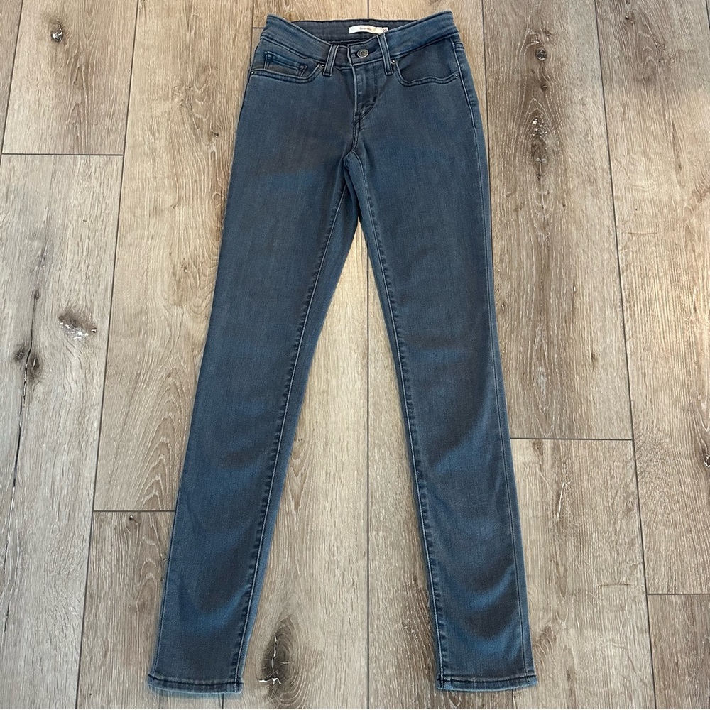 Levi's Denim 711 Skinny Jeans in Gray Blue 25 Mid Rise Pants